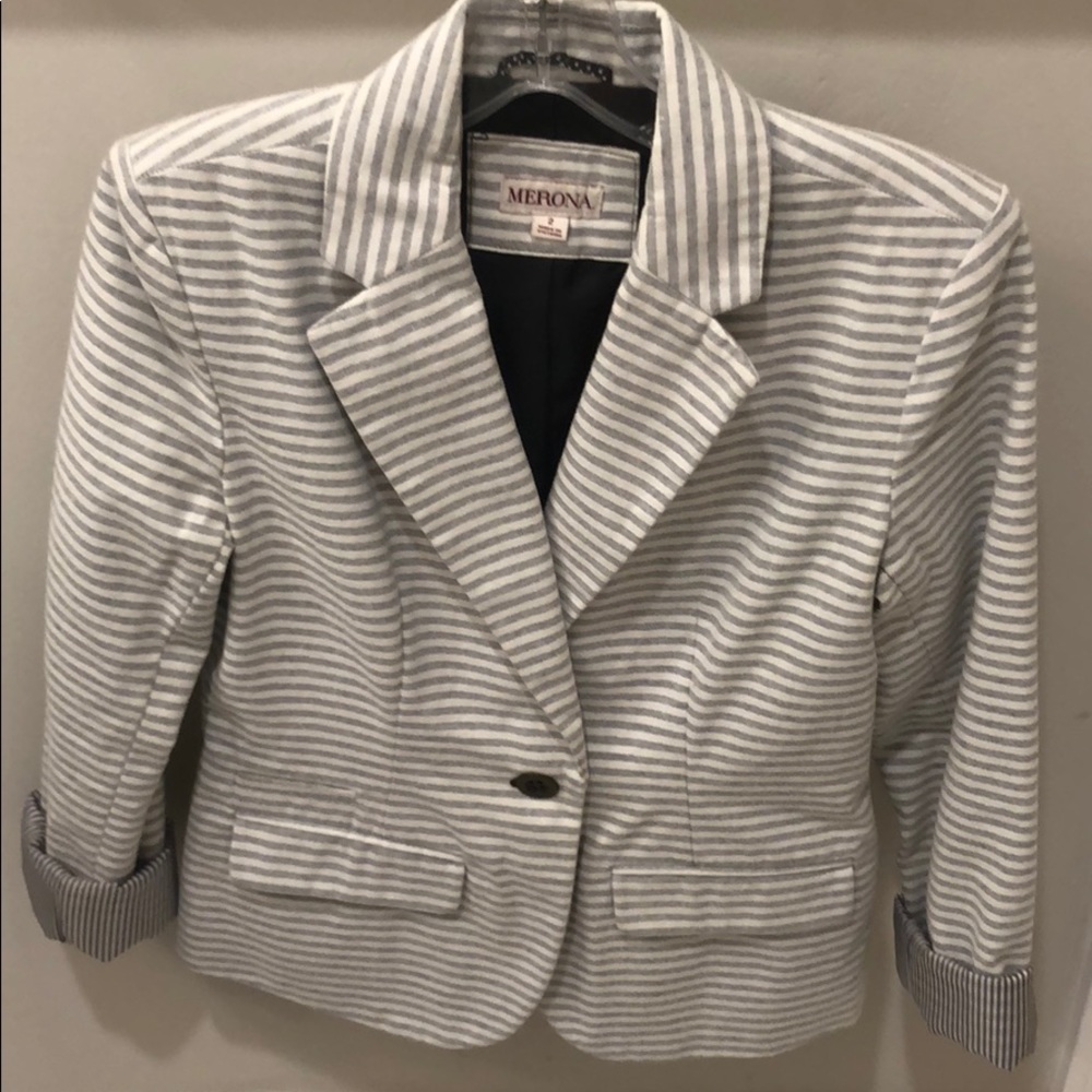 🎆White and gray striped blazer jacket